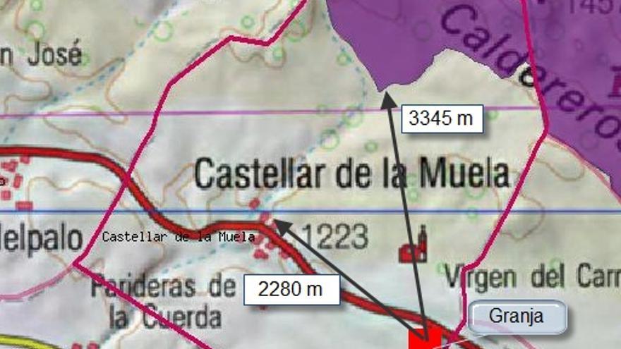 Mapa de situación del municipio de Castellar de la Muela, muy cerca de Molina de Aragón