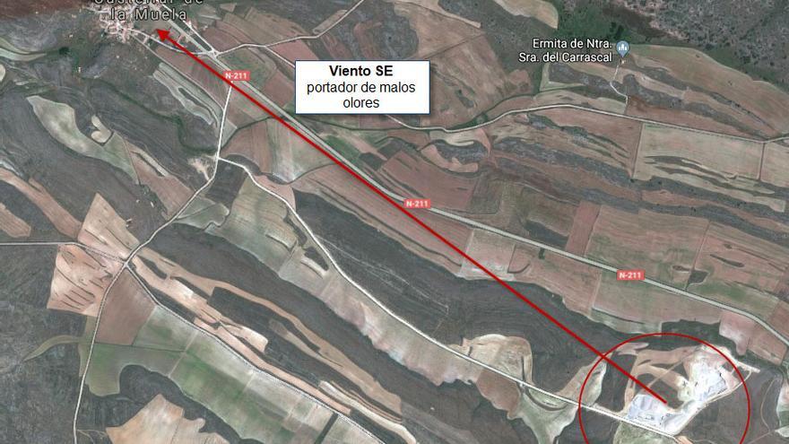 Plano de los terrenos donde se emplazará la macrogranja porcina, a escasos kilómetros de la población de Castellar de la Muela (Guadalajara)