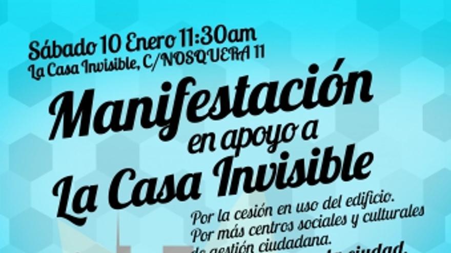 Cartel de la manifestación por la Casa Invisible de Málaga