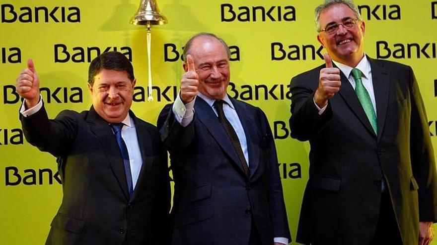 José Luis Olivas y Rodrigo Rato en un acto de Bankia. 