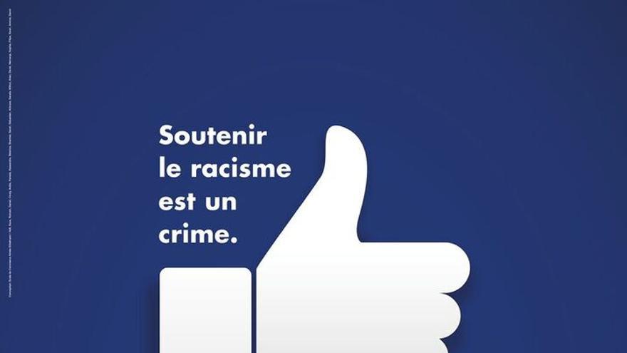 Uno de los tres carteles de la campaña contra el racismo en internet de Stopexclusion y otros organismos públicos, diseñada por los alumnos de Collège et Ecole de Commerce Aimée-Stitelmann y el grafista Julien de Preux.