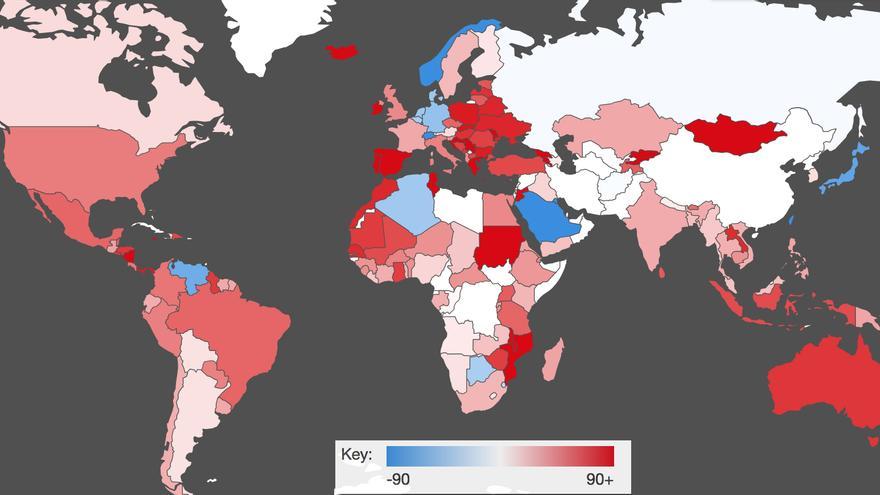 Captura de pantalla de la web www.jubileedebt.org.uk en la que se muestra la deuda mundial por países 
