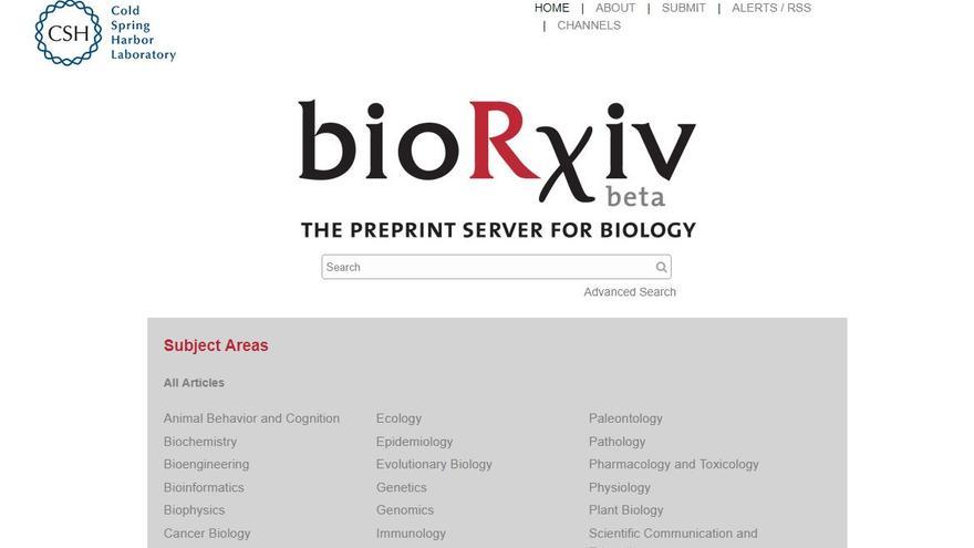Captura de la plataforma bioRxiv