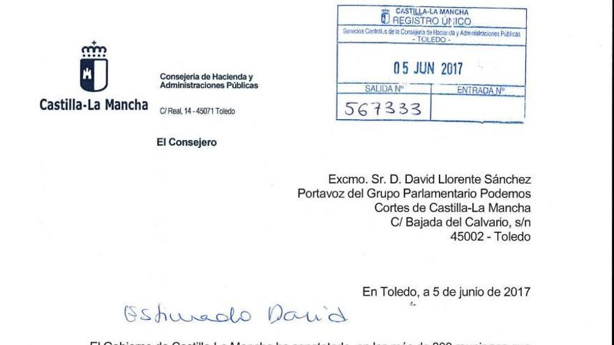Carta del Gobierno de Emiliano García-Page a los tres grupos parlamentarios