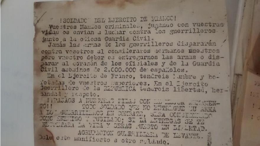 Folleto propagandístico del AGLA. Imagen contenida en la tesis doctoral "Entre la resistencia y la supervivencia" de Raül González Devís.