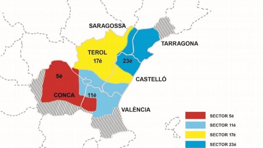 Implantación territorial y división por sectores del AGLA. Imagen cedida por Raül González Devís. 
