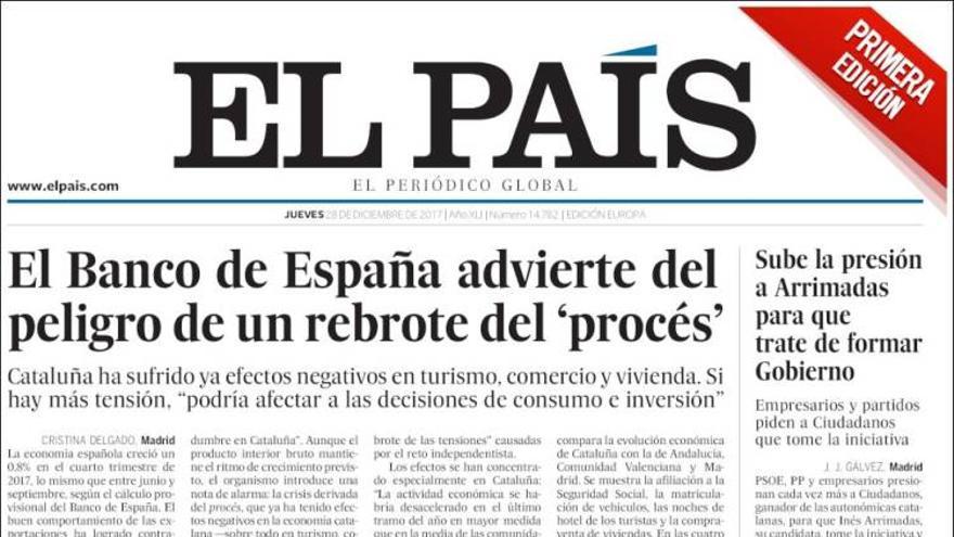 El País: portada de rectificación