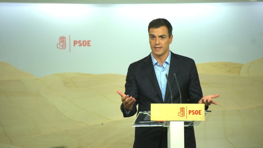 Pedro Sánchez durante la rueda de prensa posterior a la reunión de la Comisión Permanente / Foto: Borja Puig (PSOE)