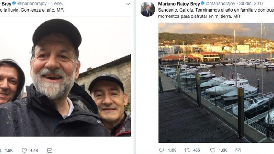 Publicaciones de Mariano Rajoy en su cuenta de Twitter durante su descanso de Navidad en Sanxenxo (Pontevedra) 