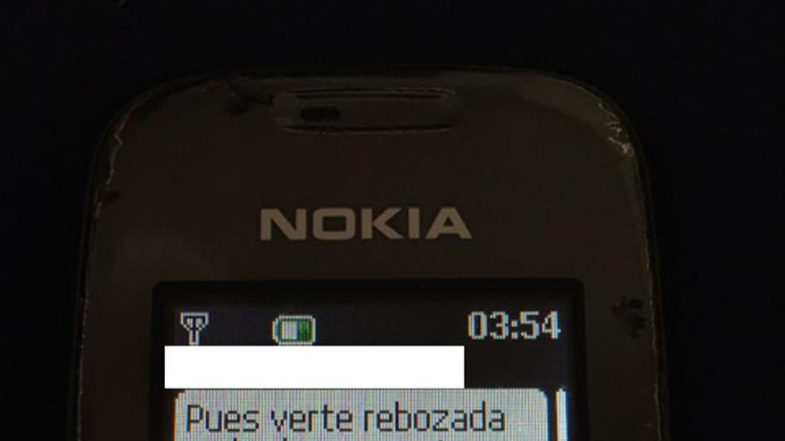 Imagen del SMS: "Verte rebozada en harina promete"